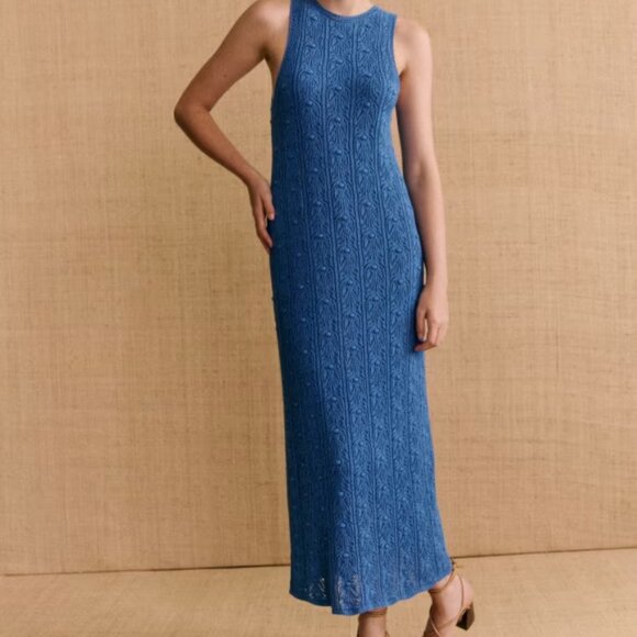 $215 Sezane WILMA Tank DRESS  Twilight Blue - Sz L - Picture 3 of 5